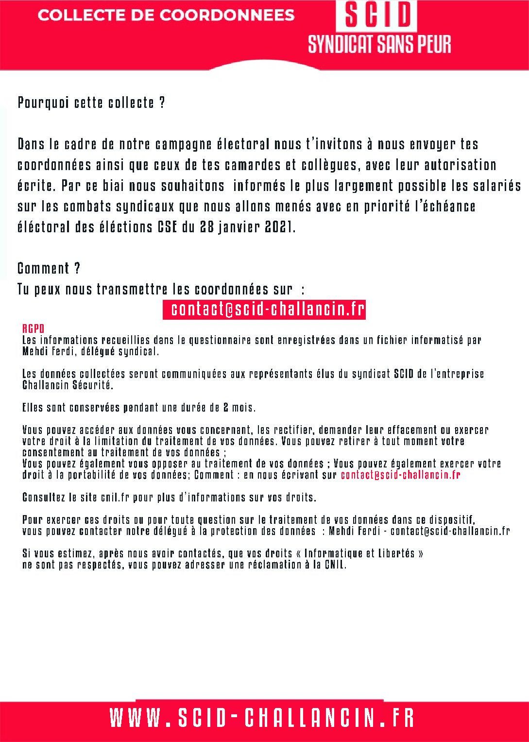 Aperçu : Collecte de coordonnées : aide-nous !